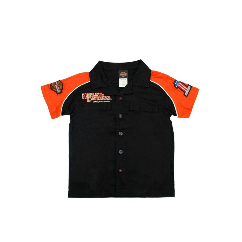 Harley-Davidson Kids Black and Orange Shirt Size 2T New